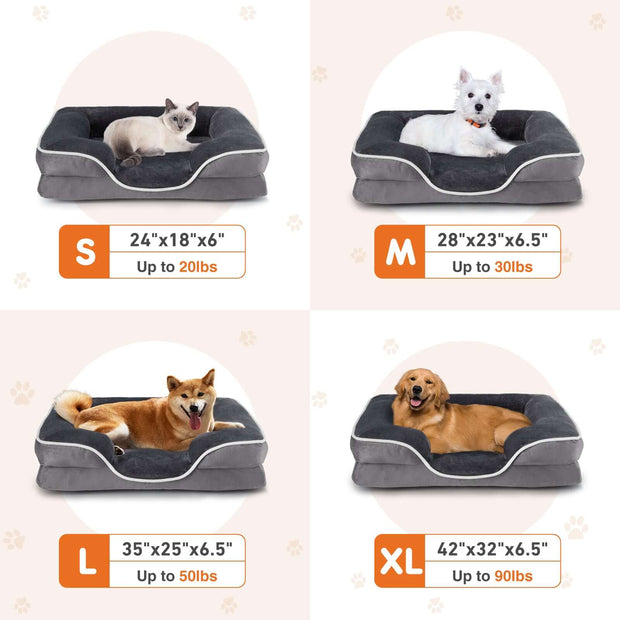Memory Foam Pet Bed For Small Dogs & Cats With Washable