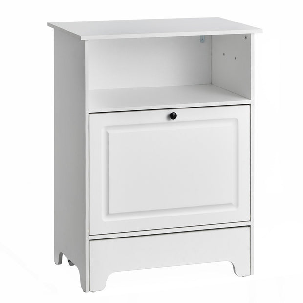 White storage cabinet with a drawer on a white background