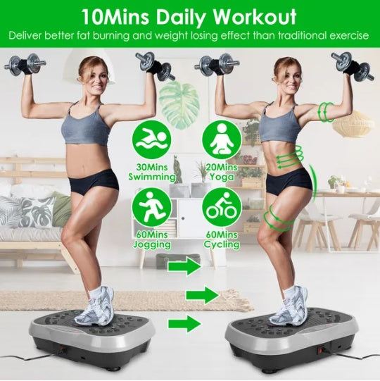 Vibration Plate Exercise Machine with Resistance Bands & Remote Control for Whole Body Fitness & Weight Loss
