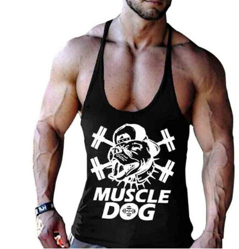 Cartoon Muscle Fitness Vest for Men - Unleash Your Power with Fun Dog Print Workout Apparel