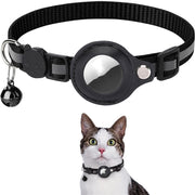 Black cat collar with bell on a white background