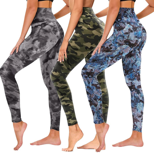 Cropped High-Rise Print Leggings - 3-Piece Set for Bold Style & Unmatched Comfort