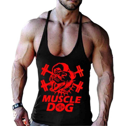 Cartoon Muscle Fitness Vest for Men - Unleash Your Power with Fun Dog Print Workout Apparel