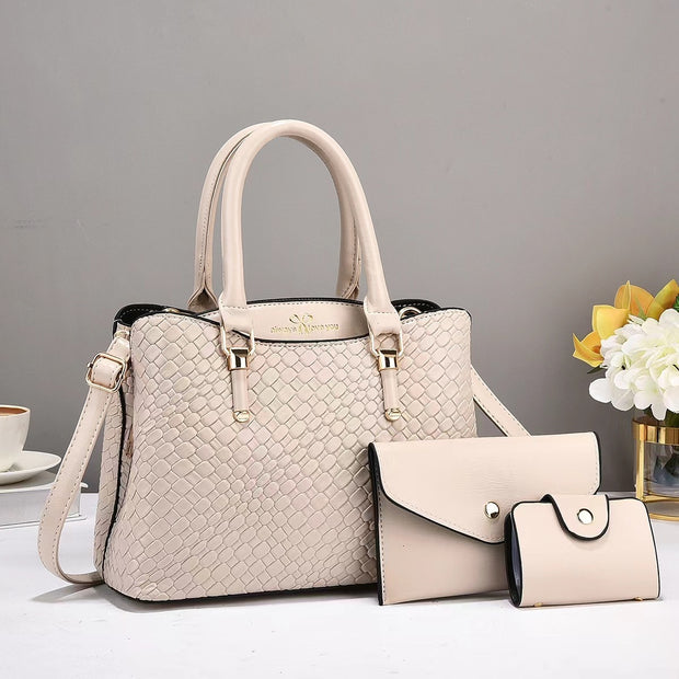 Always I Love You Woven Texture 3-Piece Bag Set - Stylish & Functional Luggage for Every Adventure