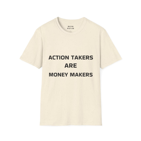 Beige t-shirt with motivational text on a white background