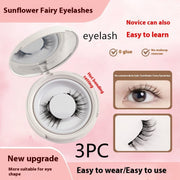 Sunflower Fairy Eyelashes packaging with product details on a pink background