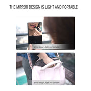 Light and portable mirror design with text indicating its portability.