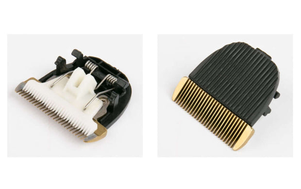 Dog hair clipper blade set featuring sharp ceramic cutter head and durable copper motor for efficient grooming.