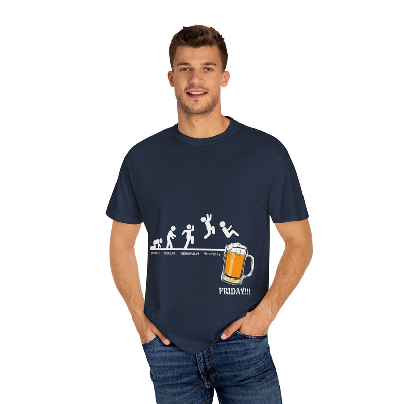 Friday Vibes Celebration T-Shirt | Unisex, Garment-Dyed | Perfect Gift for Beer Lovers & Party Enthusiasts