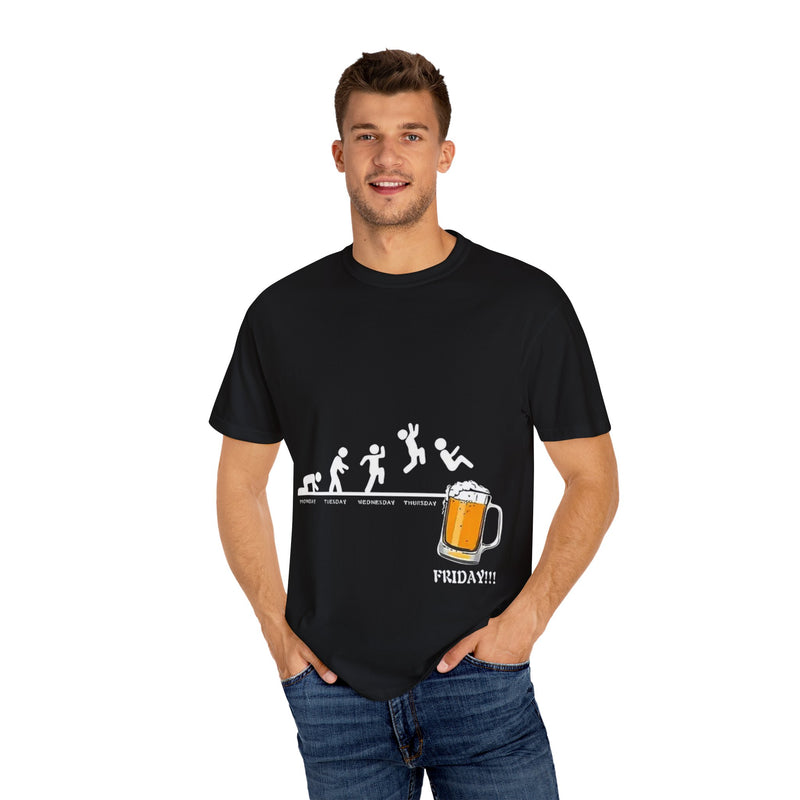 Friday Vibes Celebration T-Shirt | Unisex, Garment-Dyed | Perfect Gift for Beer Lovers & Party Enthusiasts