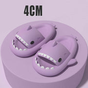 Cartoon shark slippers in purple, featuring a cute design and comfortable fit for adults, perfect for indoor and outdoor use.