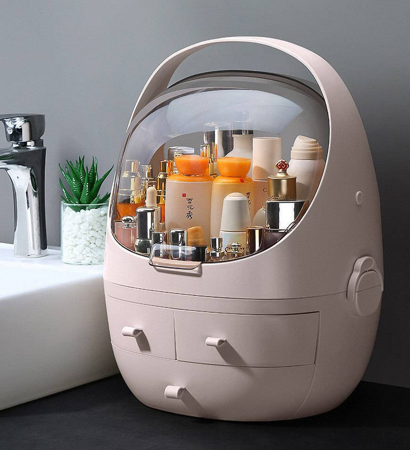 Ultimate Waterproof Cosmetic Organizer: Dust-Proof, Fully Open Lid for Effortless Access and Elegance
