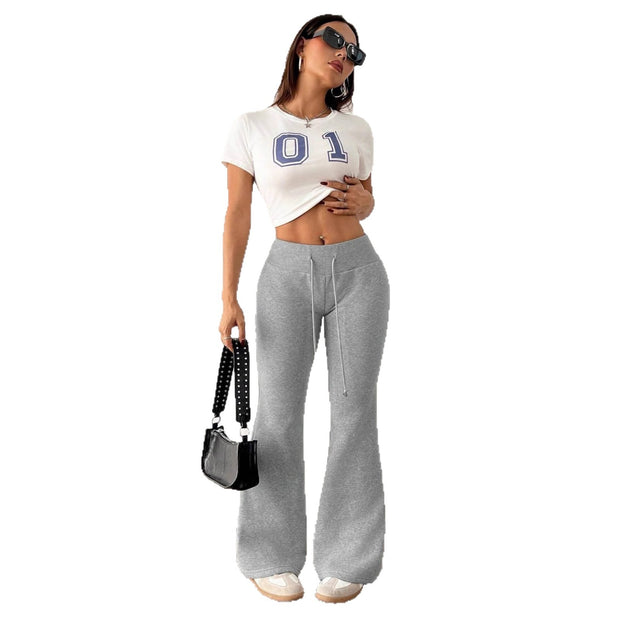 High Waist Padded Fleece Sweatpants for Comfort and Warmth