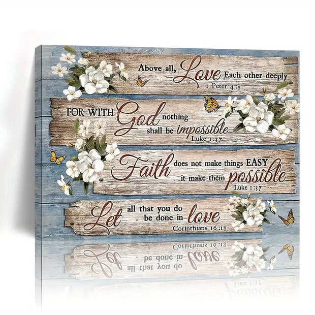 Christian Bible Verses Wood Frame Canvas Art