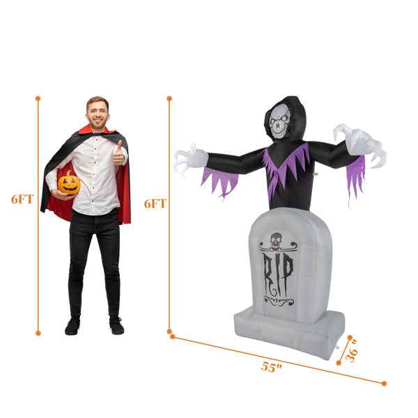 6ft Inflatable Grim Reaper - Spook Your Neighbors This Halloween