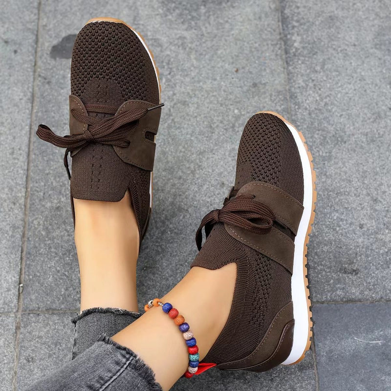 Lace Up Mesh Flats for Women - Breathable Comfort for Casual Walks & Wedge Support