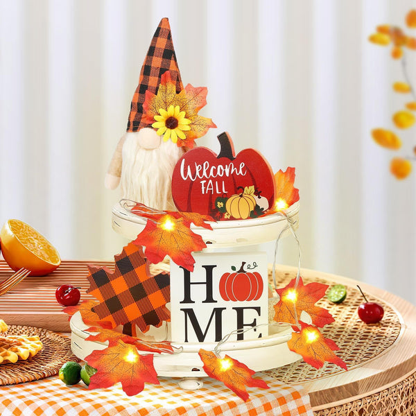 5PCS Fall Tiered Tray Decor