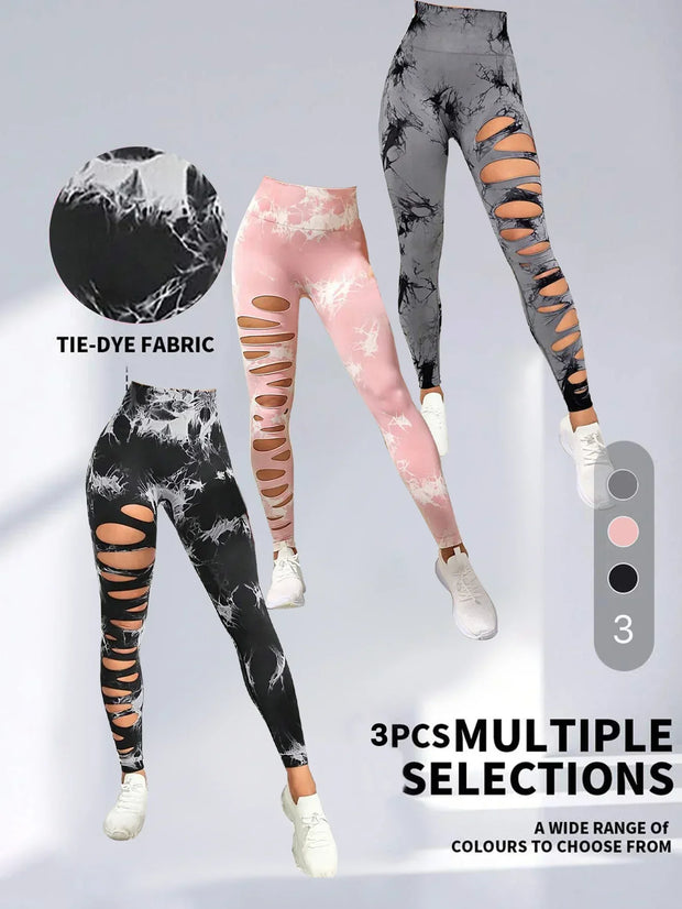 womens tie dye cutout tights