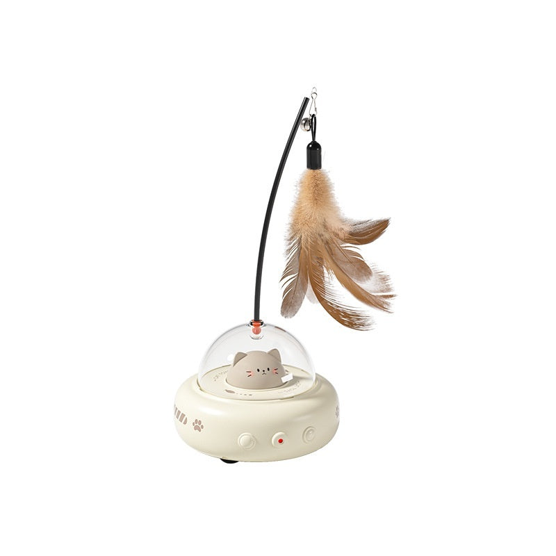 Smart UFO Cat Teaser Toy with Bell – Interactive Fun & Feather Training for Happy, Playful Cats!