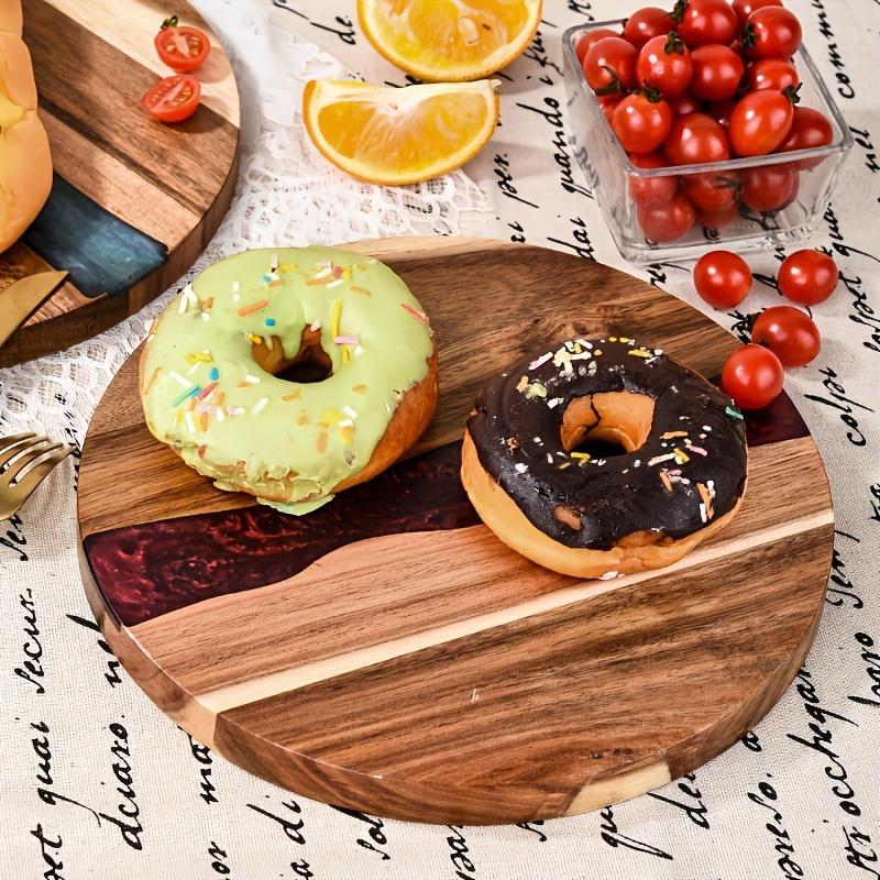 Acrylic Wood Resin Round Cutting Board - Elevate Your Kitchen with a Food-Safe Tray for Steak, Snacks, and Fruits!
