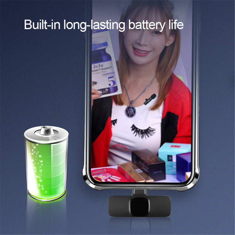 Crystal Clear Wireless Lavalier Microphone for iPhone & Android - Long Battery Life for Effortless Live Streaming & Gaming