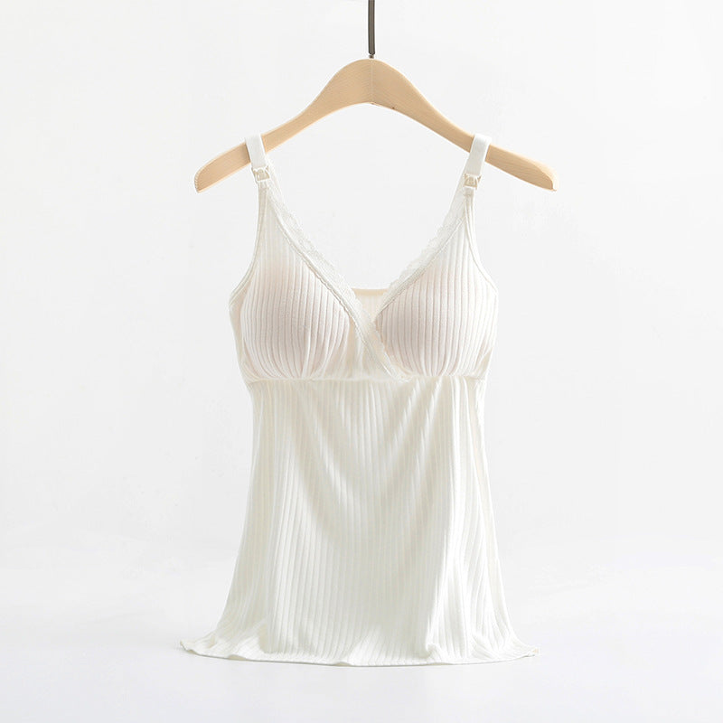 White ribbed tank top on a hanger against a white background