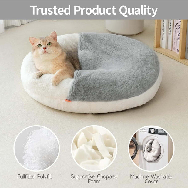 MEWOOFUN Enclosed Cat Bed Cave - Washable Pet Bed With Blank