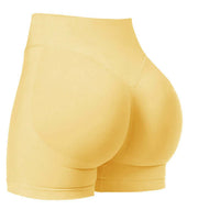 High waist seamless yoga shorts provide quick-dry comfort