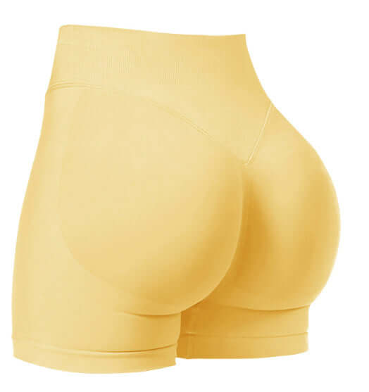 High waist seamless yoga shorts provide quick-dry comfort
