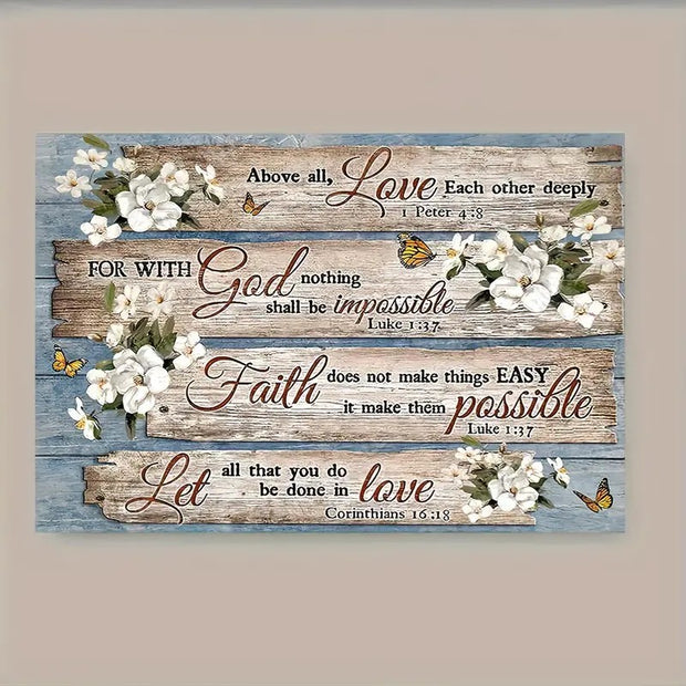 Christian Bible Verses Wood Frame Canvas Art