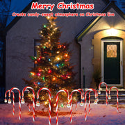 Solar Candy Cane Lights - 12 LEDs, Waterproof Christmas Decorations, 8 Modes, Timer, Outdoor Pathway Markers