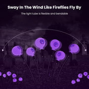 Purple eyeball light tubes arranged like flowers in a dark setting with text about flexibility.
