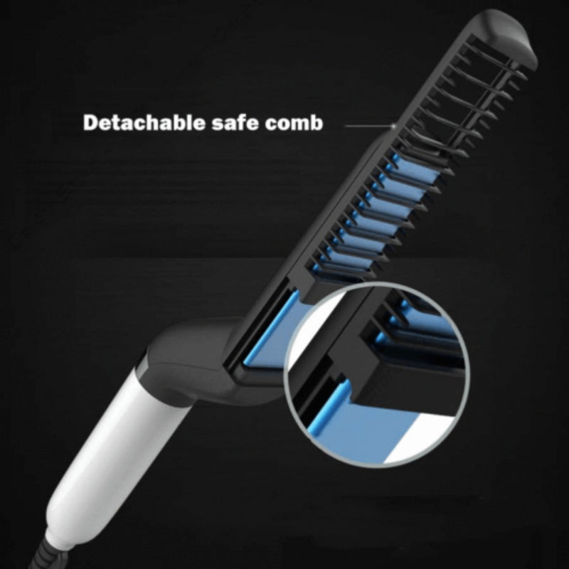Style Your Hair with Confidence: Fast-Acting Electric Brush for Men - Perfect for Straightening, Curling & Detangling!