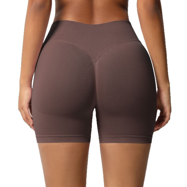 Seamless Three-section Waist Fitness Shorts Women's High Top Sports Yoga Shorts,Sizes: XS-XXL