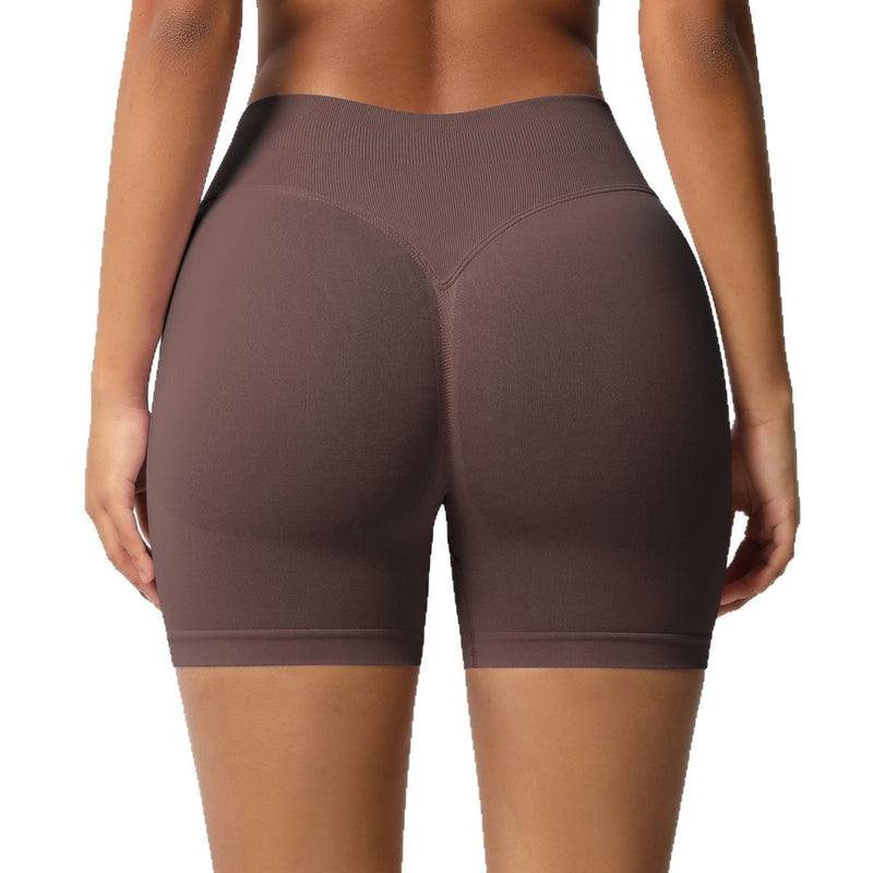 Seamless Three-section Waist Fitness Shorts Women's High Top Sports Yoga Shorts,Sizes: XS-XXL