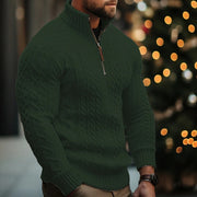 Men's Twisted Knit Half-Zip Sweater for Ultimate Warmth & Style