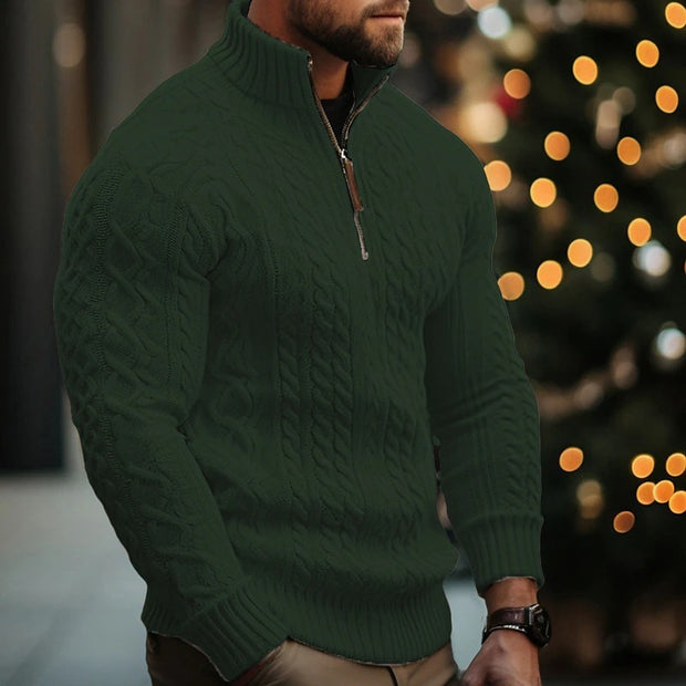 Men's Twisted Knit Half-Zip Sweater for Ultimate Warmth & Style