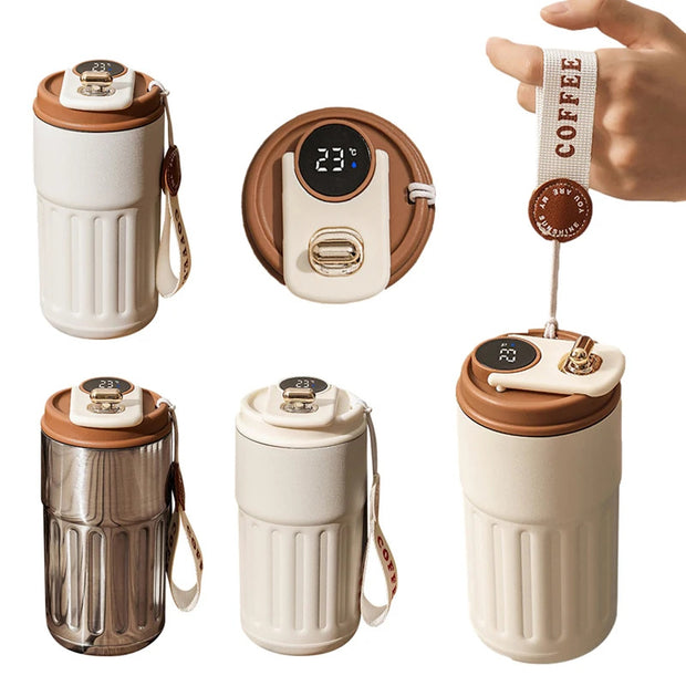 Smart Digital Thermal Bottle with LCD Display for Portable Coffee and Tea