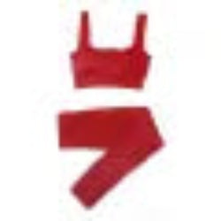 Red sports bra and leggings set on a white background