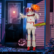 5.7ft Voice-Controlled Clown with Red Light & Sound - Perfect for Halloween Decor (Battery Not Included)