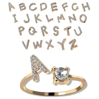 Alphabet Initial Letter Ring for Women - One Size Fashion Jewelry