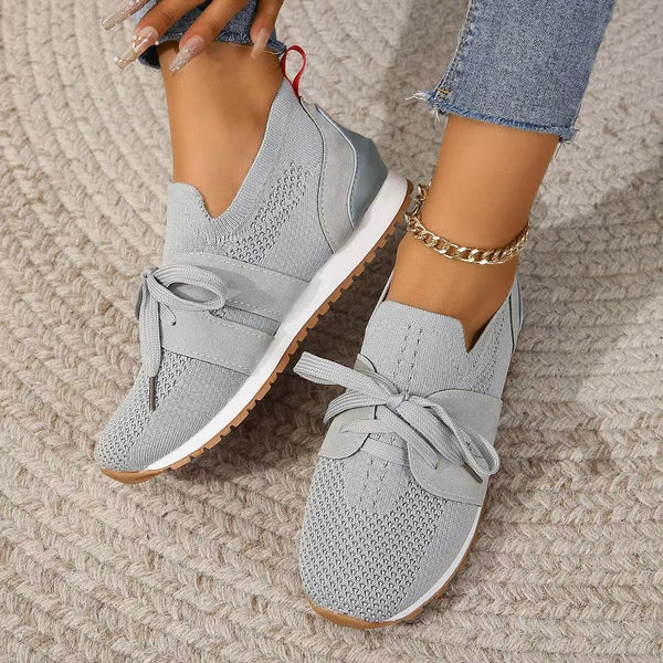 Lace Up Mesh Flats for Women - Breathable Comfort for Casual Walks & Wedge Support