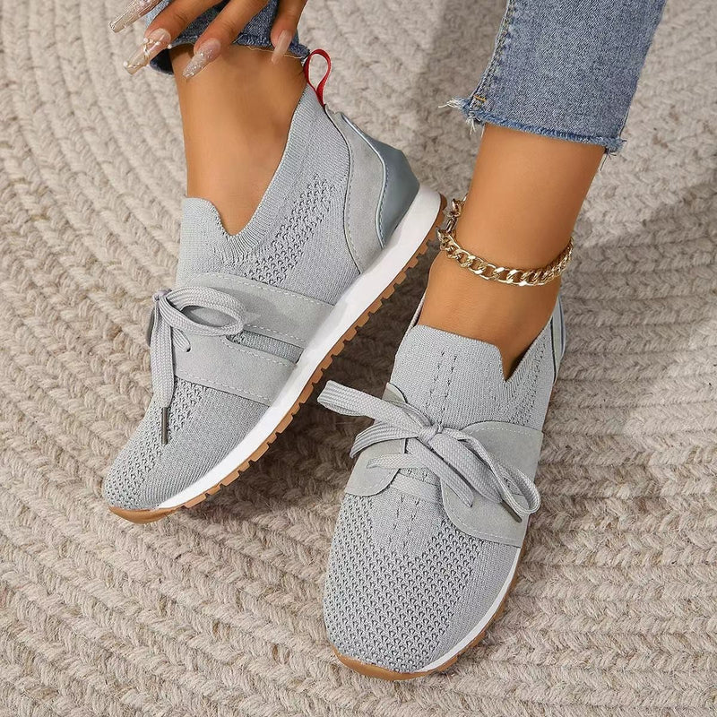 Lace Up Mesh Flats for Women - Breathable Comfort for Casual Walks & Wedge Support
