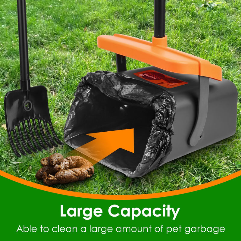 Ultimate Dog Poop Scooper Kit – Heavy-Duty Rake & Swiveling Bin with 35 Bags for Effortless Cleanups!