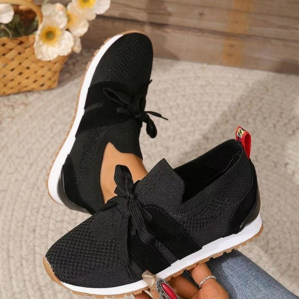 Lace Up Mesh Flats for Women - Breathable Comfort for Casual Walks & Wedge Support