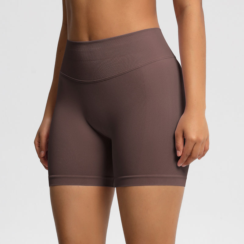Seamless Three-section Waist Fitness Shorts Women's High Top Sports Yoga Shorts,Sizes: XS-XXL