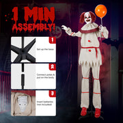 5.7ft Voice-Controlled Clown with Red Light & Sound - Perfect for Halloween Decor (Battery Not Included)