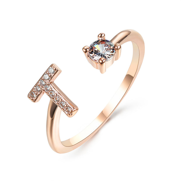 Alphabet Initial Letter Ring for Women - One Size Fashion Jewelry
