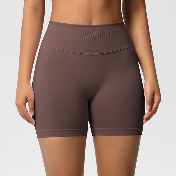 Seamless Three-section Waist Fitness Shorts Women's High Top Sports Yoga Shorts,Sizes: XS-XXL