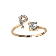 Alphabet Initial Letter Ring for Women - One Size Fashion Jewelry